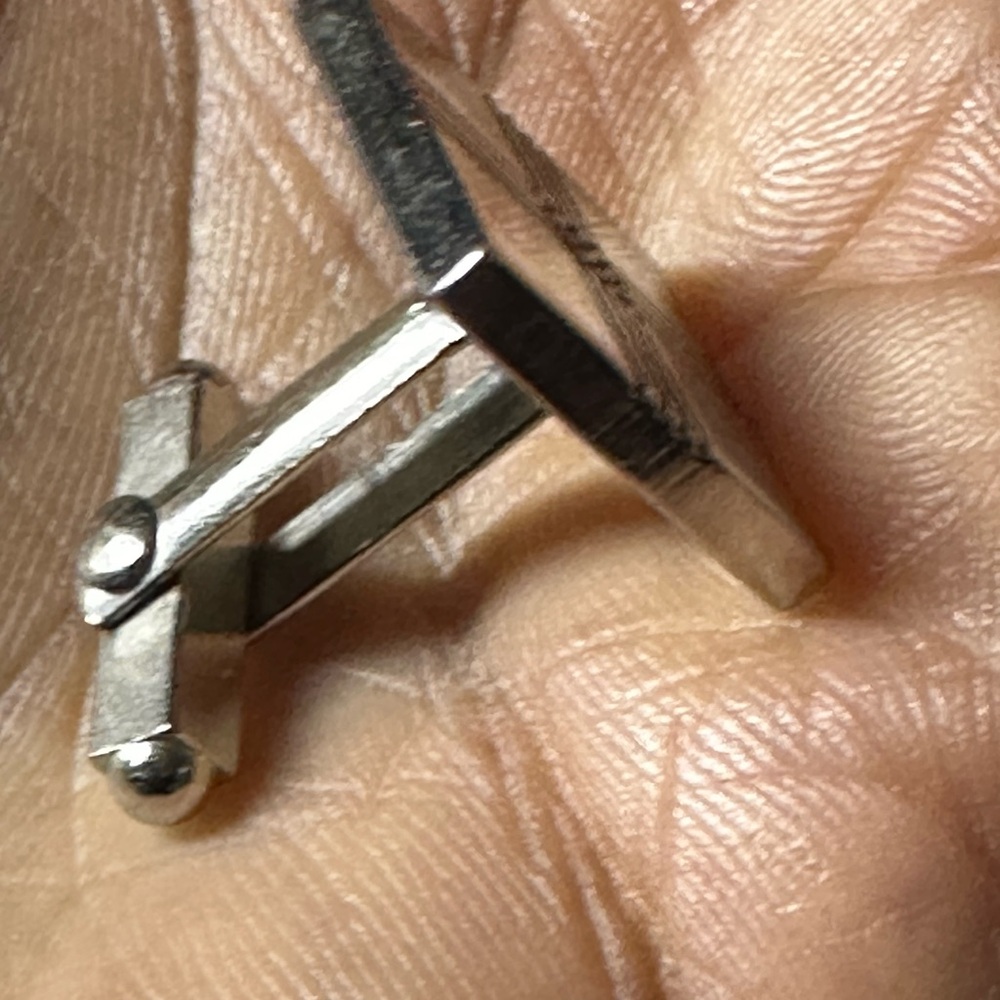 Classic Square Silver Cufflink With Linear Engrav… - image 6